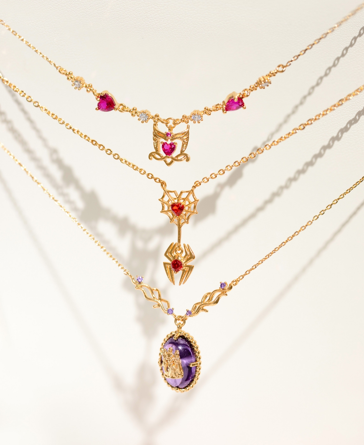 Girls Crew Marvel's Spider-man Crystal Web Of Love Necklace In Gold