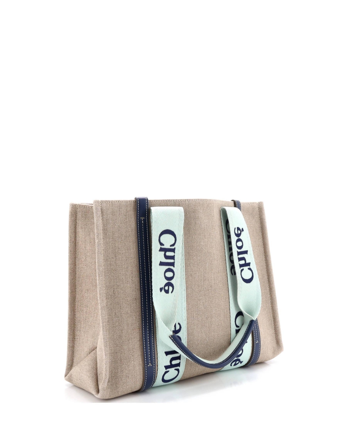 Pre-Owned Chloe Medium Woody Tote Canvas with Leather