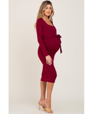 Maternity Basic Square Neck Midi Dress