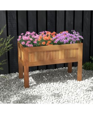 Wooden Raised Garden Bed Solid Wood Elevated Planter Box with Legs