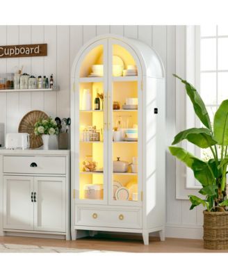 73" Arched Glass Display Cabinet with LED & Motion Sensor