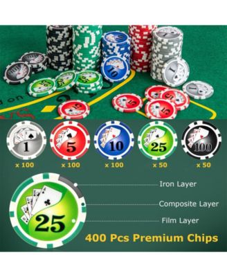 Texas Holdem Poker Chip Set Casino Poker Chips with 400 Pieces Chips-Black