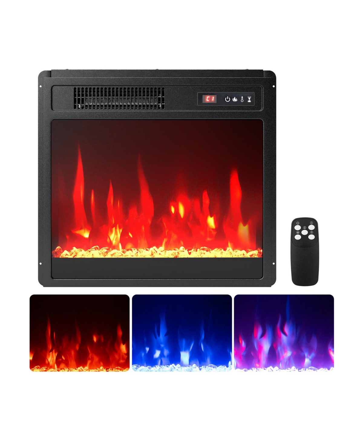 Sugift 18 Inch Electric Fireplace Insert Fireplace Heater with Overheat Protection