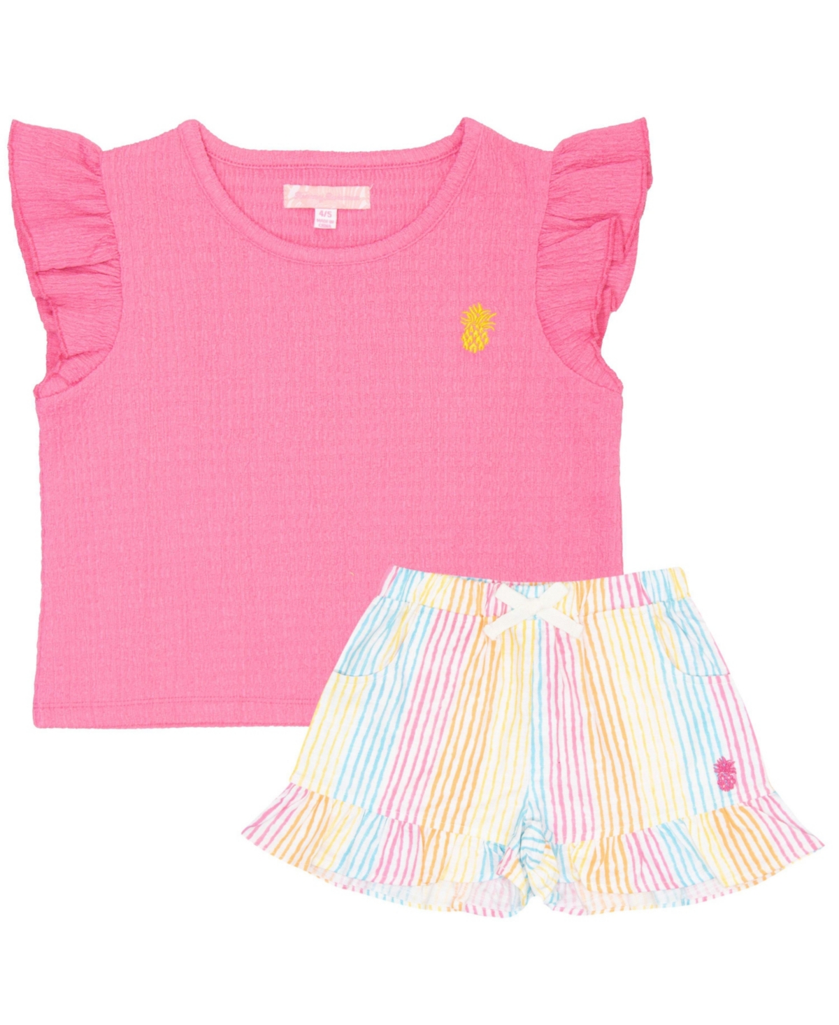 Tommy Bahama Girls 2 Piece Ruffle Sleeve Tank Top and Ruffle Hem Short Summer Set