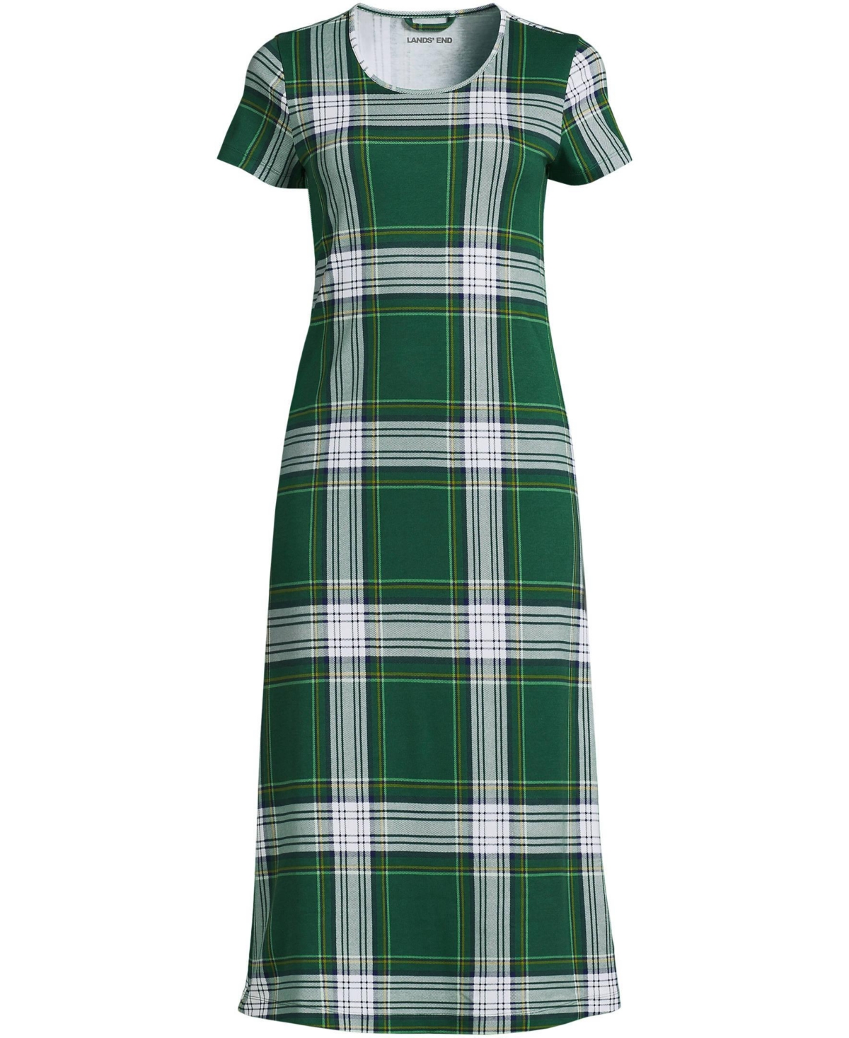 Lands' End Women's Tall Cotton Short Sleeve Midcalf Nightgown