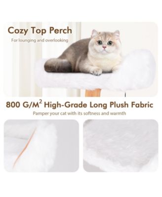 66 Inch Tall Solid Wood Cat Tree Modern Wooden Cat Tower with Perch