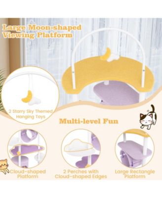 62 Inches Large Cat Tower with Metal Frame and Jumping Platforms