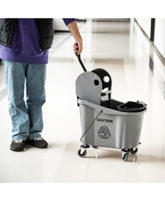 9.5 Gallon 36L Wringer Bucket Cart with Down Press Wringer and Mop Holder
