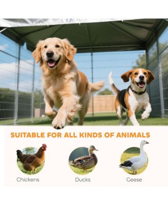 4.6' x 4.6' x 5' Outdoor Dog Kennel with Waterproof Canopy, Door