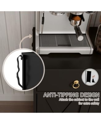 Kitchen Storage Sideboard, Buffet Cabinet with Barn Doors,