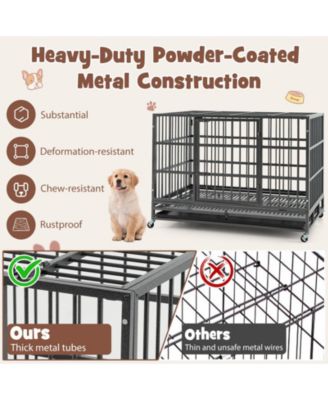 48 Inch Foldable Heavy-Duty Metal Dog Cage with Lockable Rolling Casters and Tray-48 inches