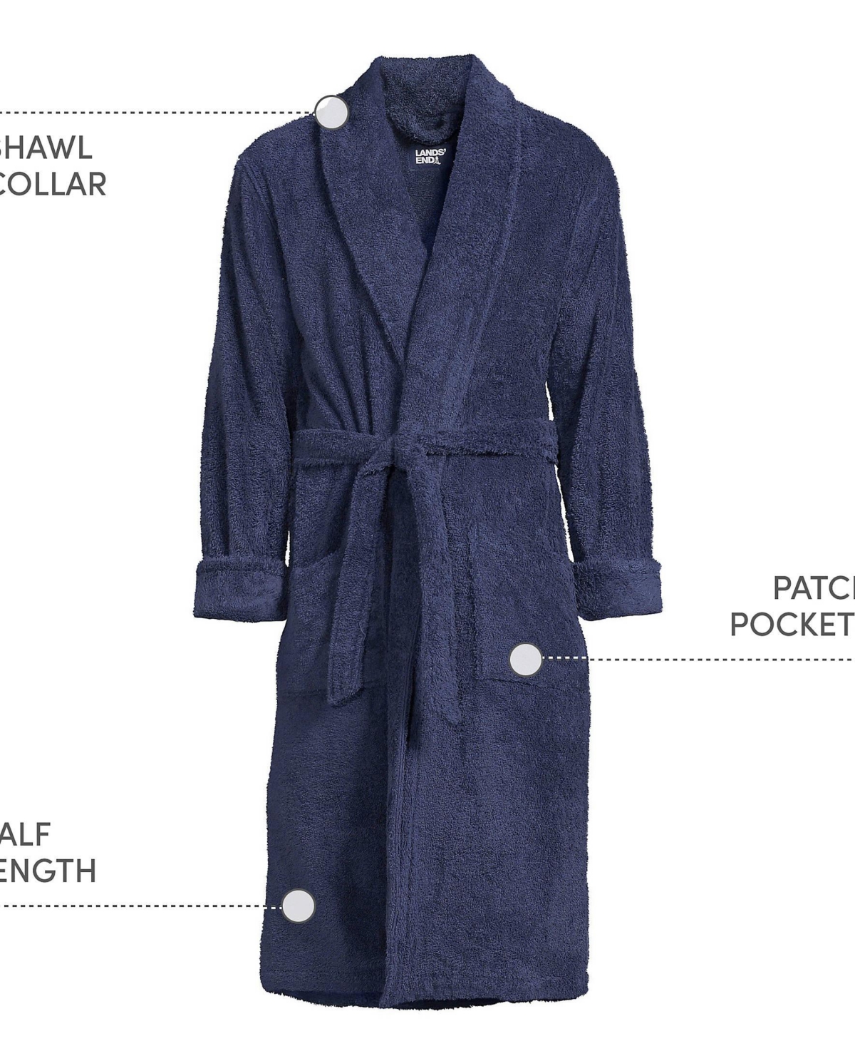 Lands' End Big & Tall Calf Length Turkish Terry Robe