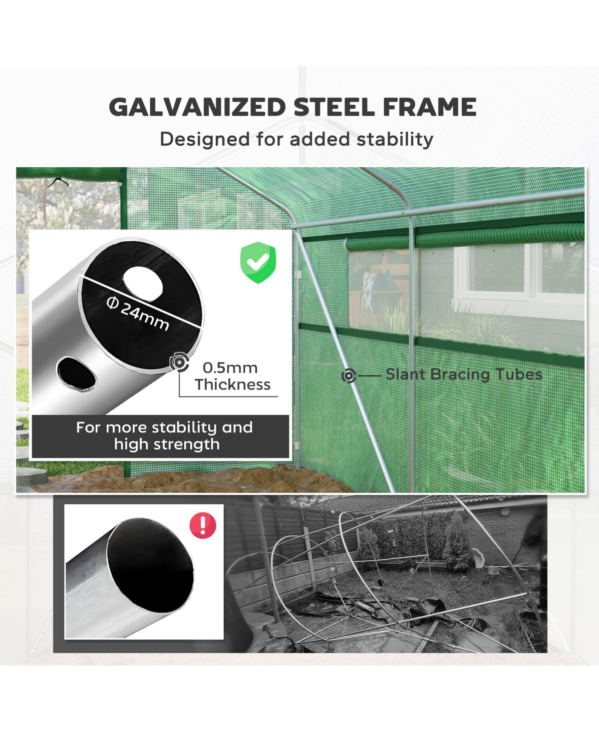 Outsunny 13' x 10' Hoop House with Large Windows Tunnel house,
