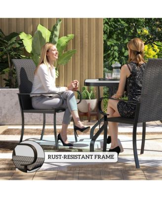 Set of 2 Outdoor Wicker Dining Chairs with Armrests