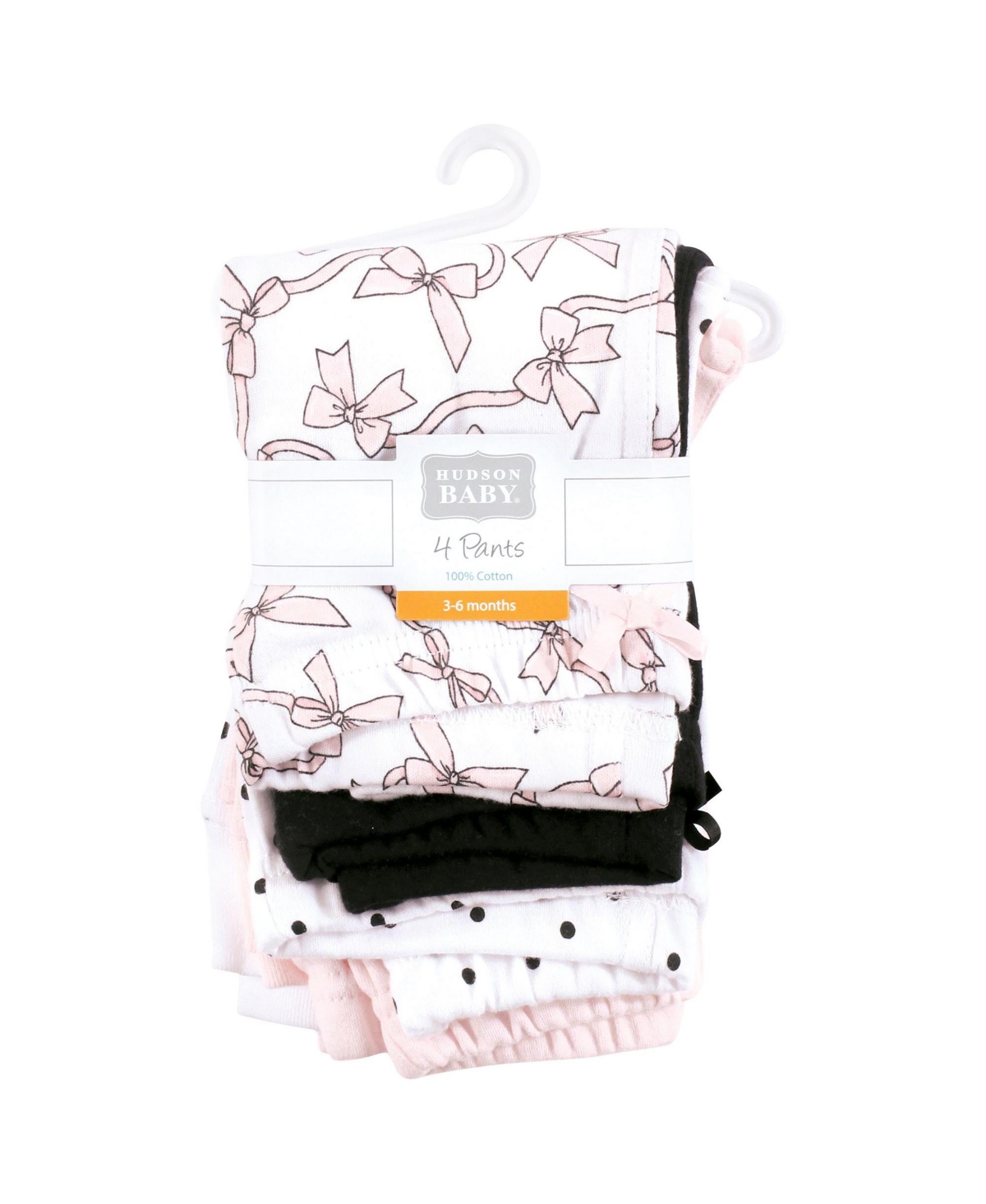 Hudson Baby Baby Girls Hudson Cotton Pants and Leggings, Pink Bows, 9-12 Months