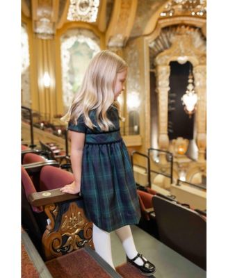 Baby Girls Plaid Dress With Neck Ruffle