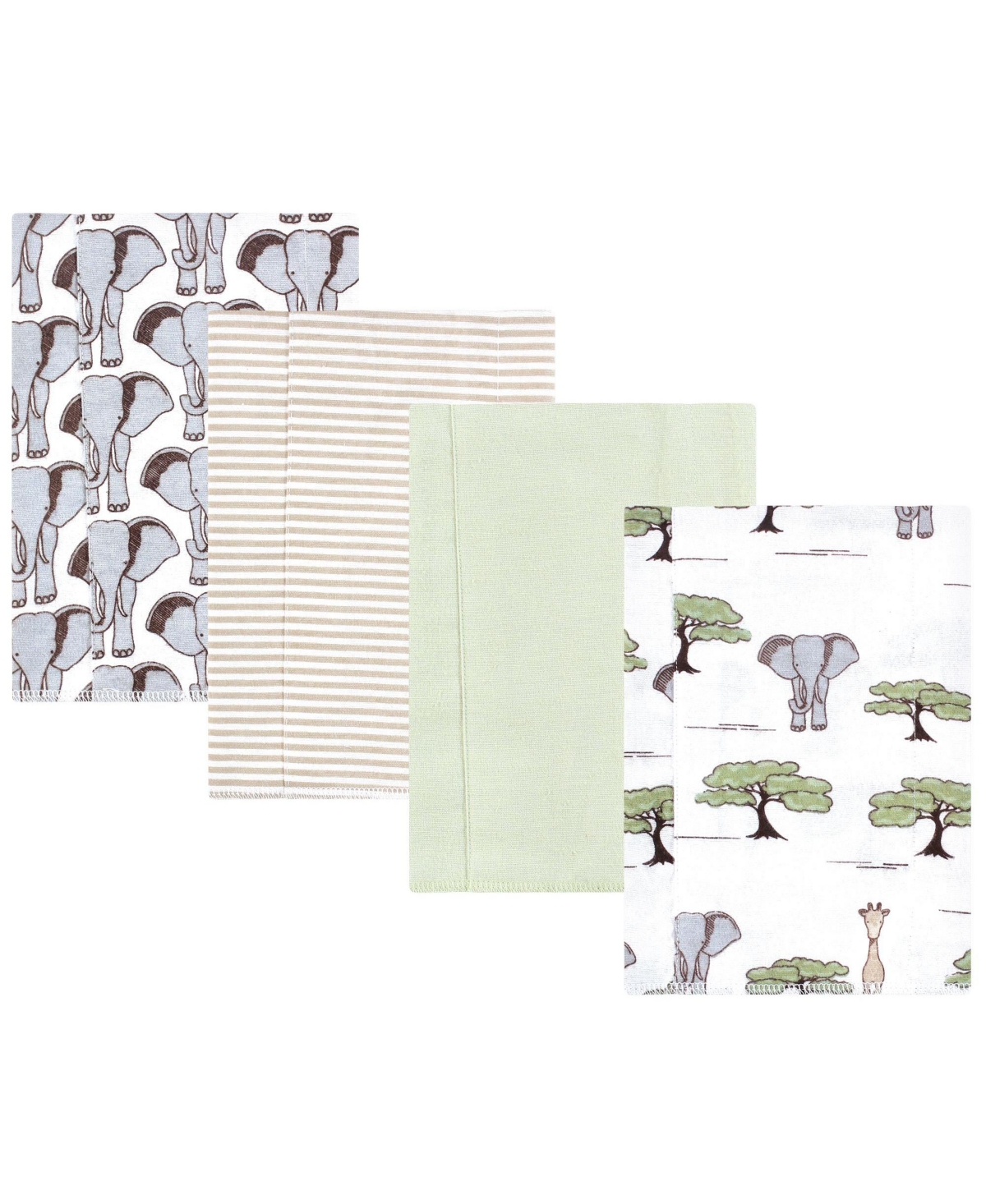 Hudson Baby Cotton Flannel Burp Cloths -Pack, Wild Safari Adventures