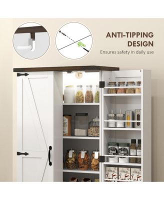 Kitchen Pantry Cabinet with Sensing LED Light Storage Cabinet