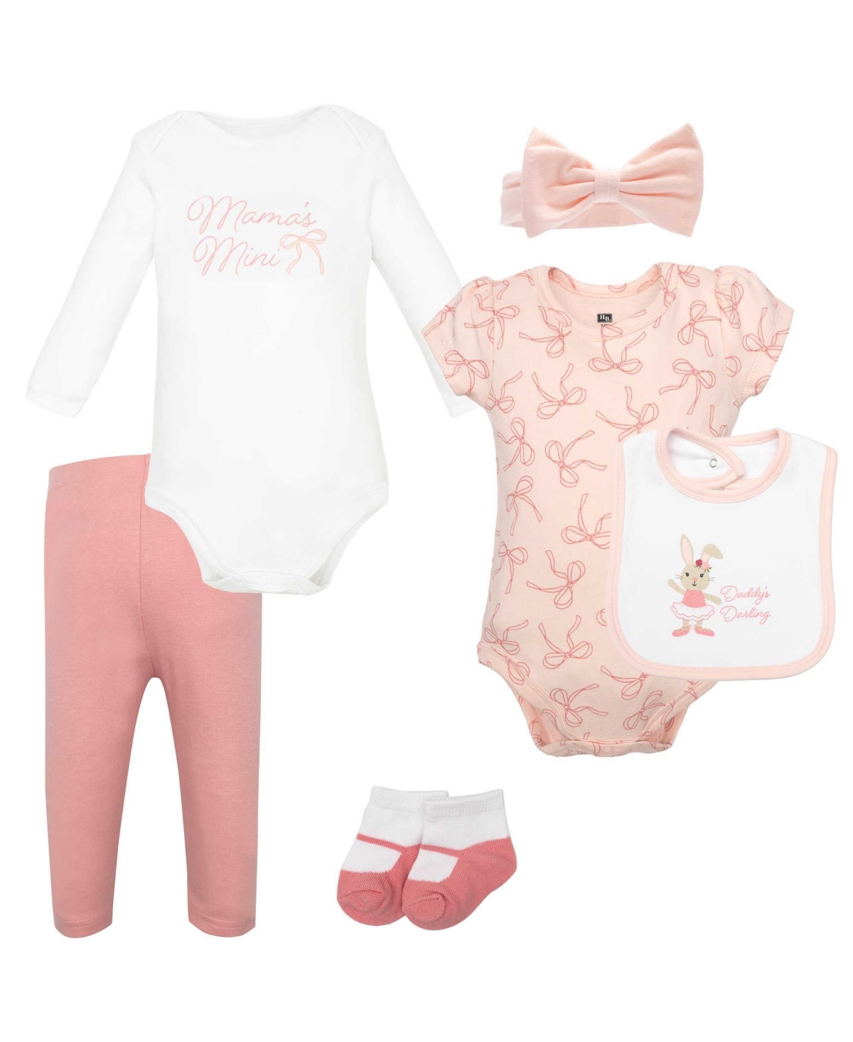 Hudson Baby Girls Cotton Layette Set, Ballet Bows Bunny, 9-12 Months