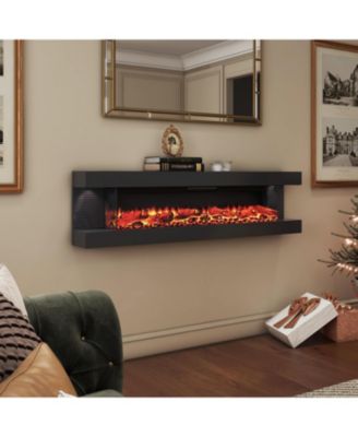 Suspended LED Light Mantel with Remote Control Stylish Electric Fireplace
