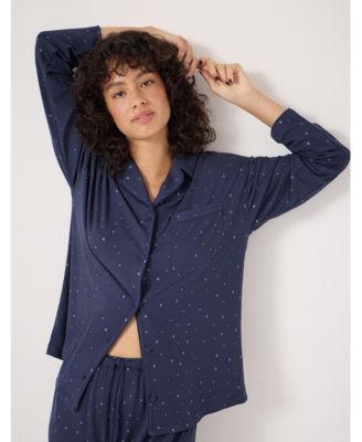 Women's Ribbed Modal Star Printed Pyjamas