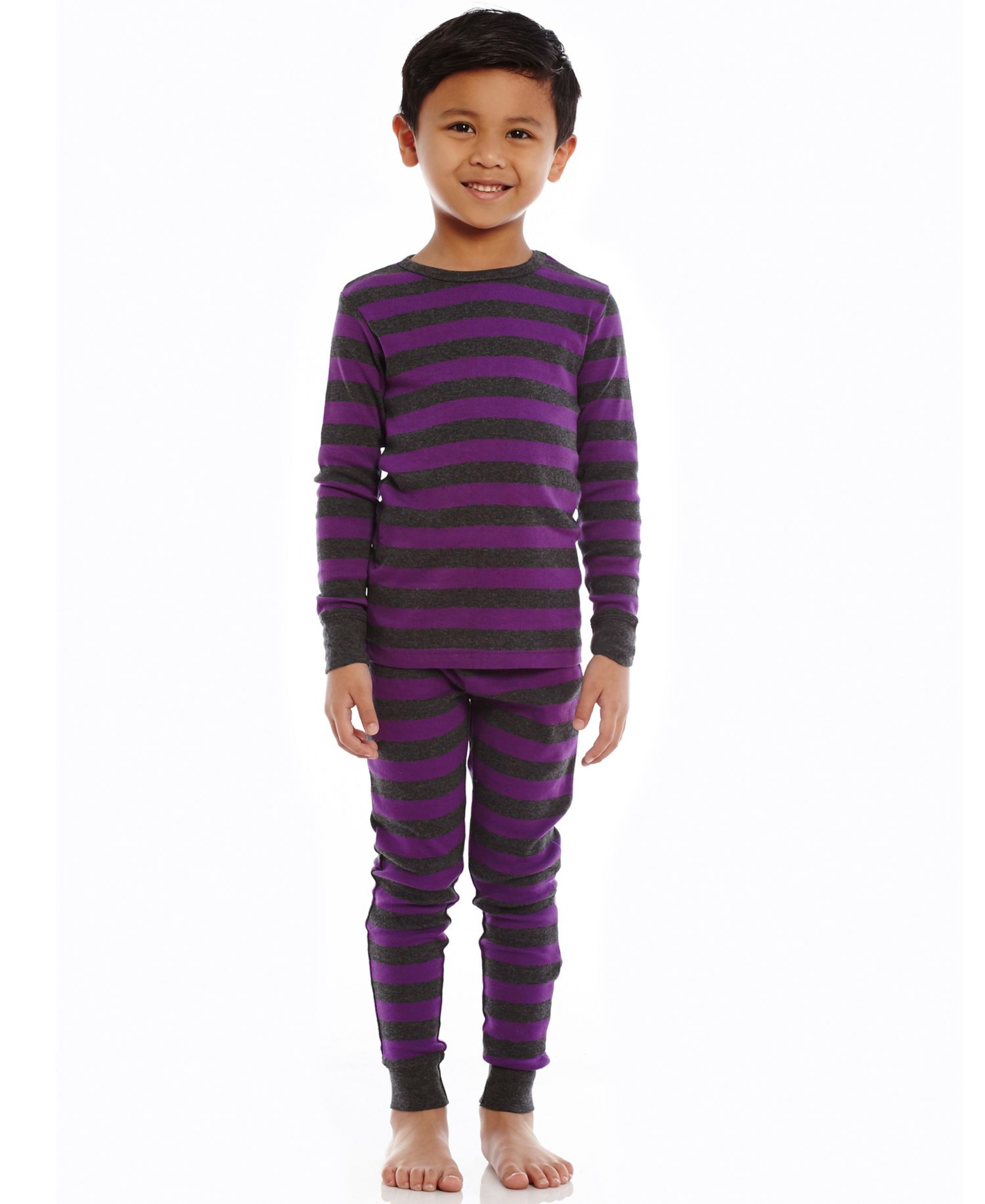 Kids Two Piece Cotton Striped Holiday Pajamas
