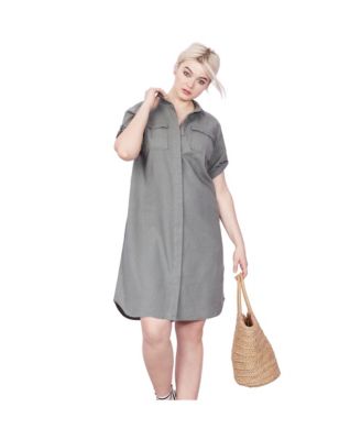 Women's Button Front Linen Shirtdress