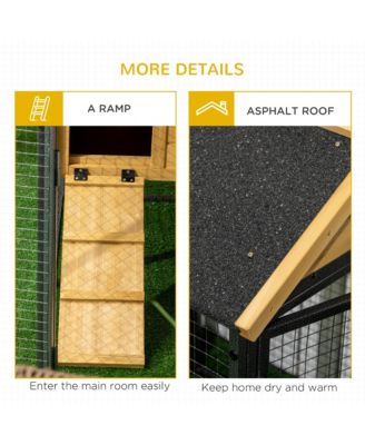 Wooden Rabbit Hutch Outdoor with Run, Bunny Cage with Removable Tray