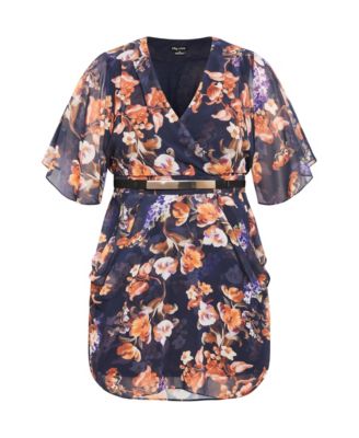 Women's Plus Size Color Wrap Print Dress
