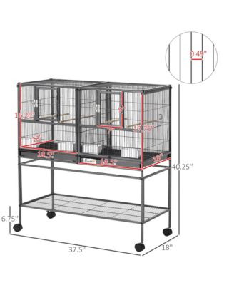 Double Rolling Bird Cage with Removable Metal Tray and Storage Shelf