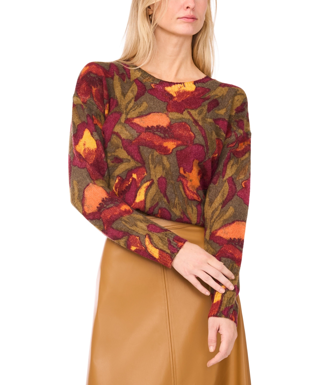 Vince Camuto Women's Long-sleeve Crewneck Sweater In Green