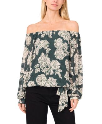 Women's Floral Off-The-Shoulder Long-Sleeve Top