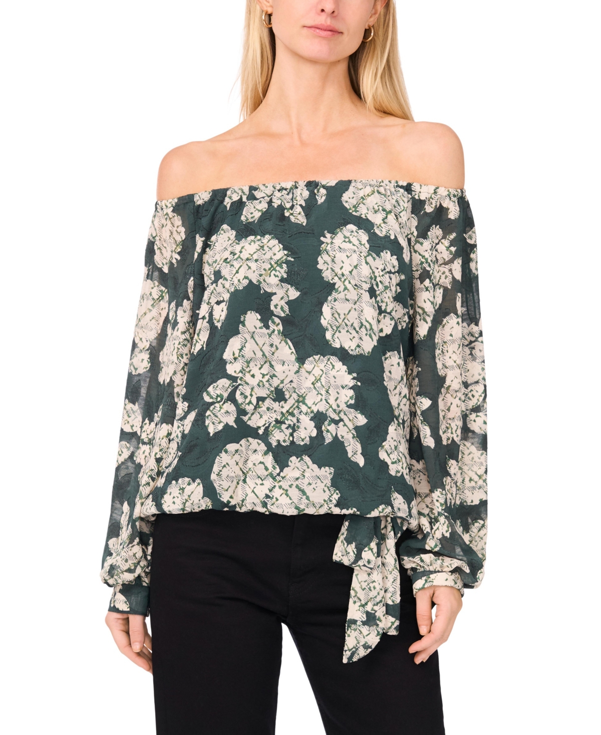 Vince Camuto Women's Floral Off-The-Shoulder Long-Sleeve Blouse