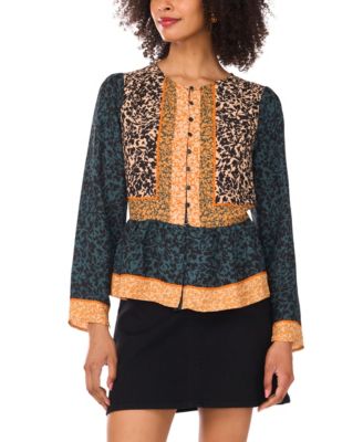 Women's Crewneck Button-Down Top