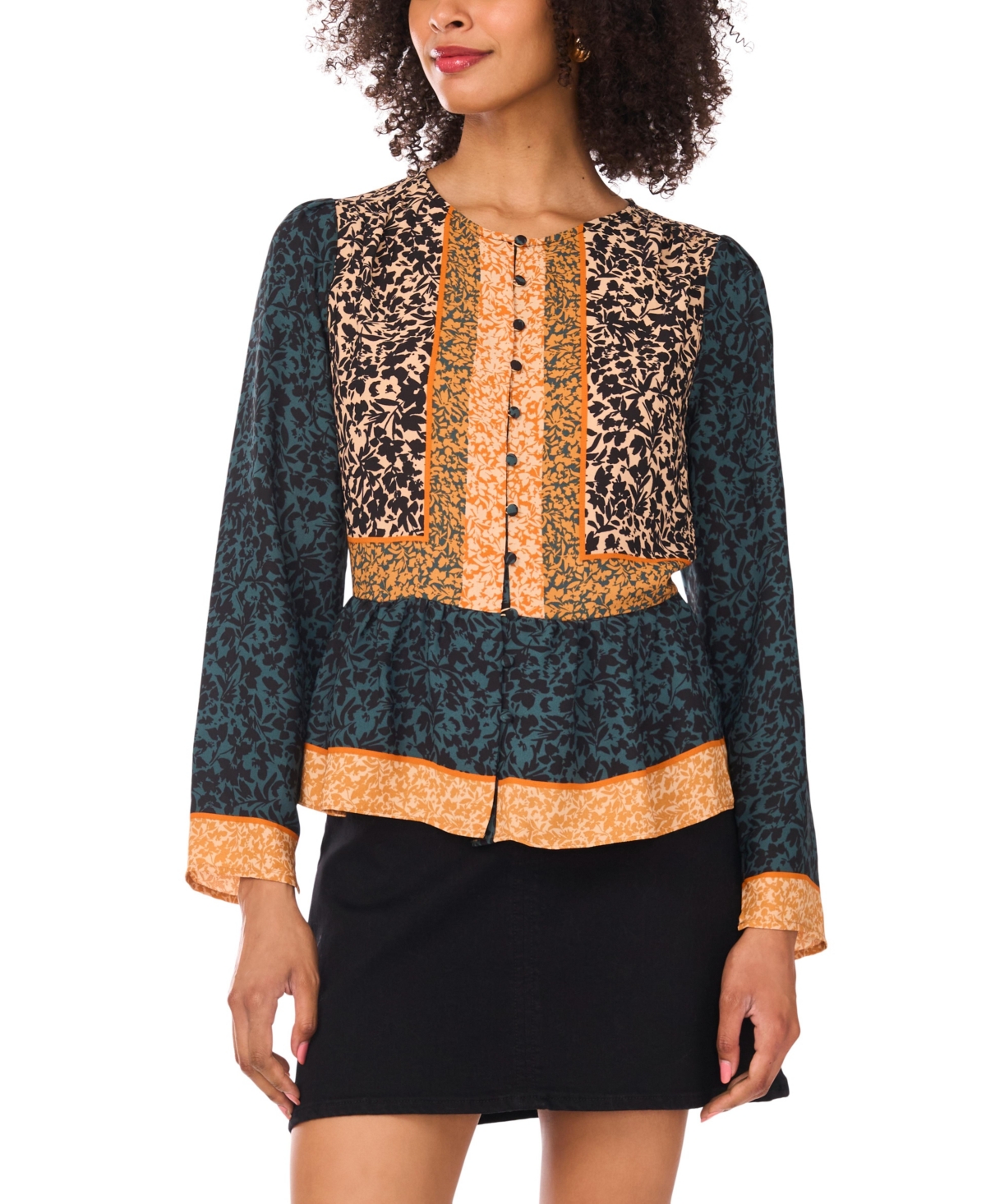 Vince Camuto Women's Crewneck Button-Down Top