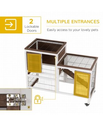 Rabbit Hutch Bunny Cage Indoor Small Animal House w/ Run Pull Out Tray
