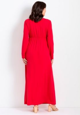 Women's Plus Size Faux Wrap Flare Maxi Dress