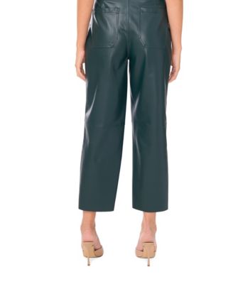 Women's Faux-Leather Wide Leg Pants