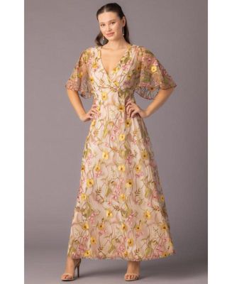 Women's Embroidered Elegance Evening Gown with Sleeves