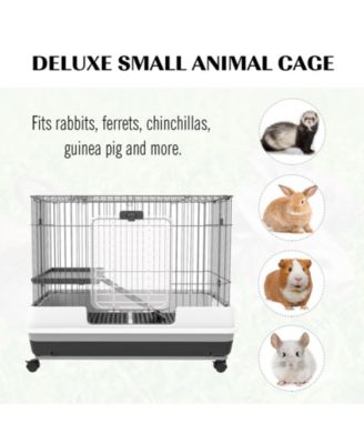 2-Level Small Animal Cage with Wheels, Tray, Platform, Ramp,