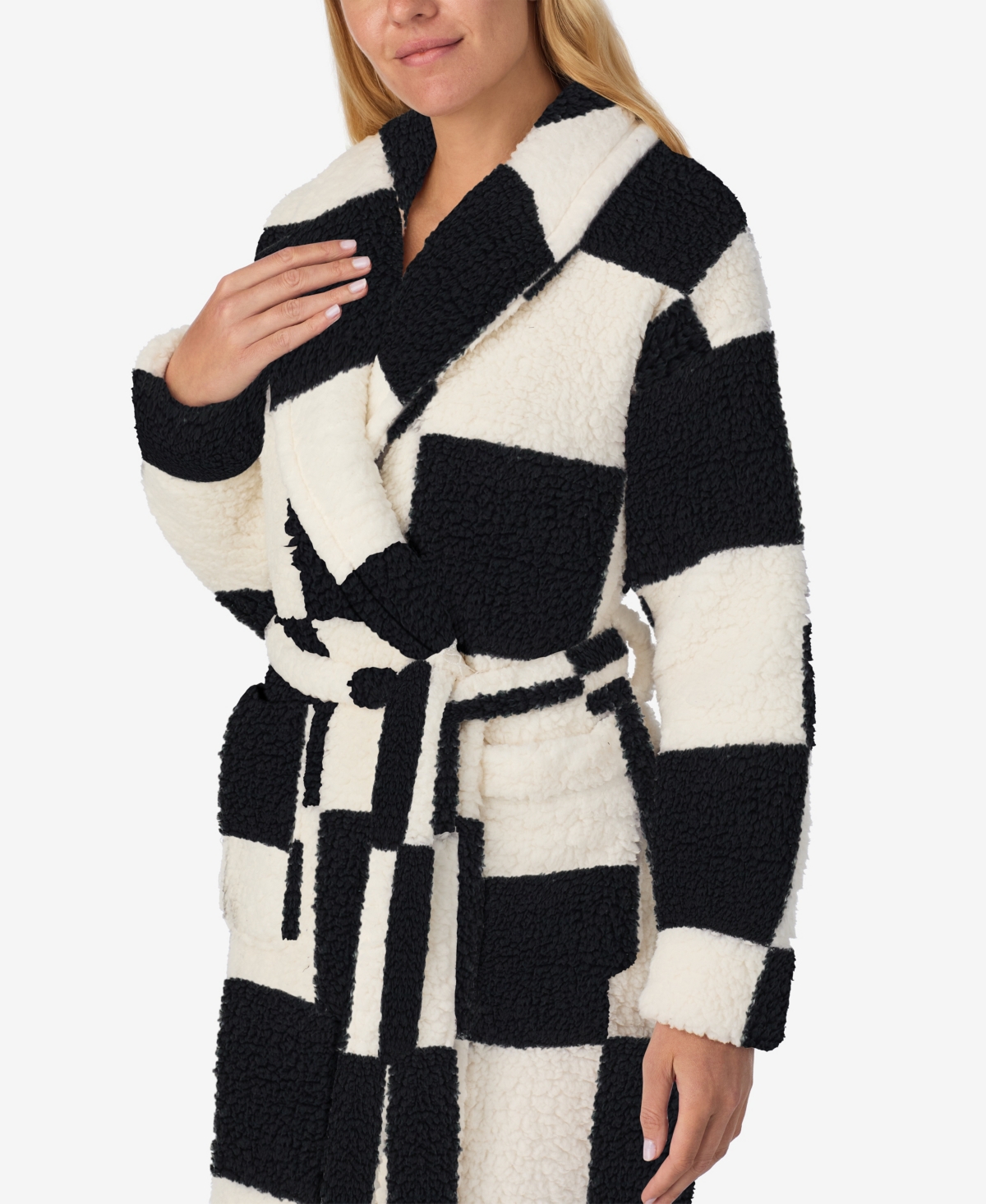 Sanctuary Women's Ultra-Cozy Belted Check Wrap Short Robe