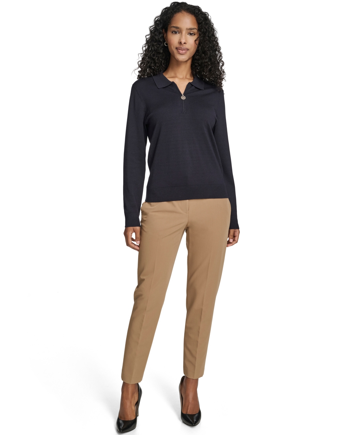 Tommy Hilfiger Women's Long-sleeve Quarter-zip Polo Sweater In Blue