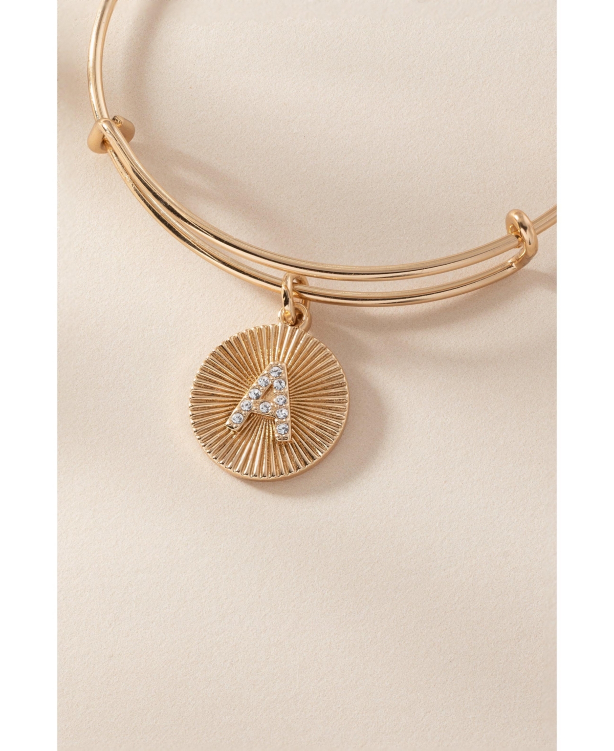 Alex and Ani Pave Starburst Texture Initial Bangle Bracelet