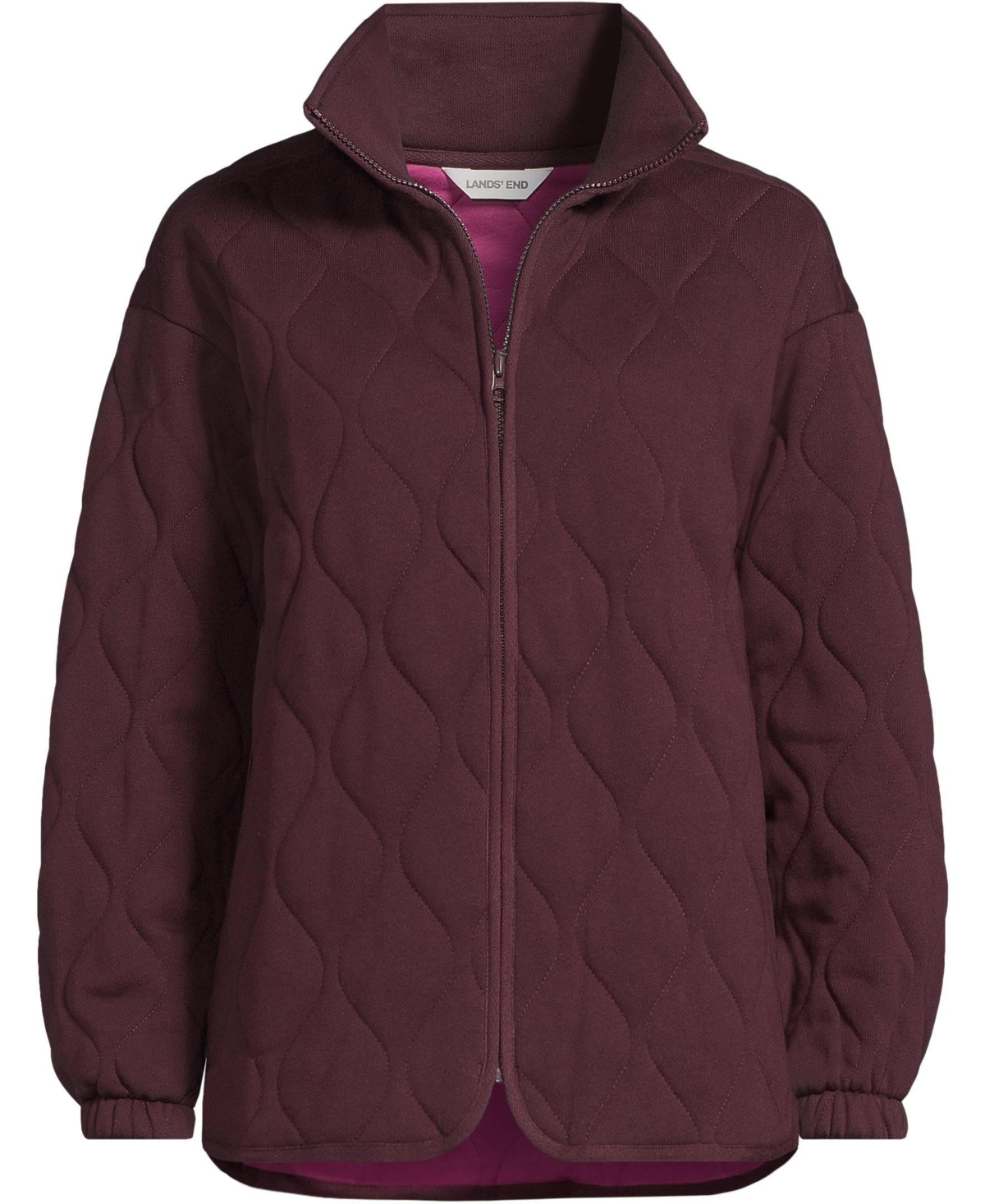 Lands' End Women's RainDefense Serious Sweats Quilted Full Zip Jacket