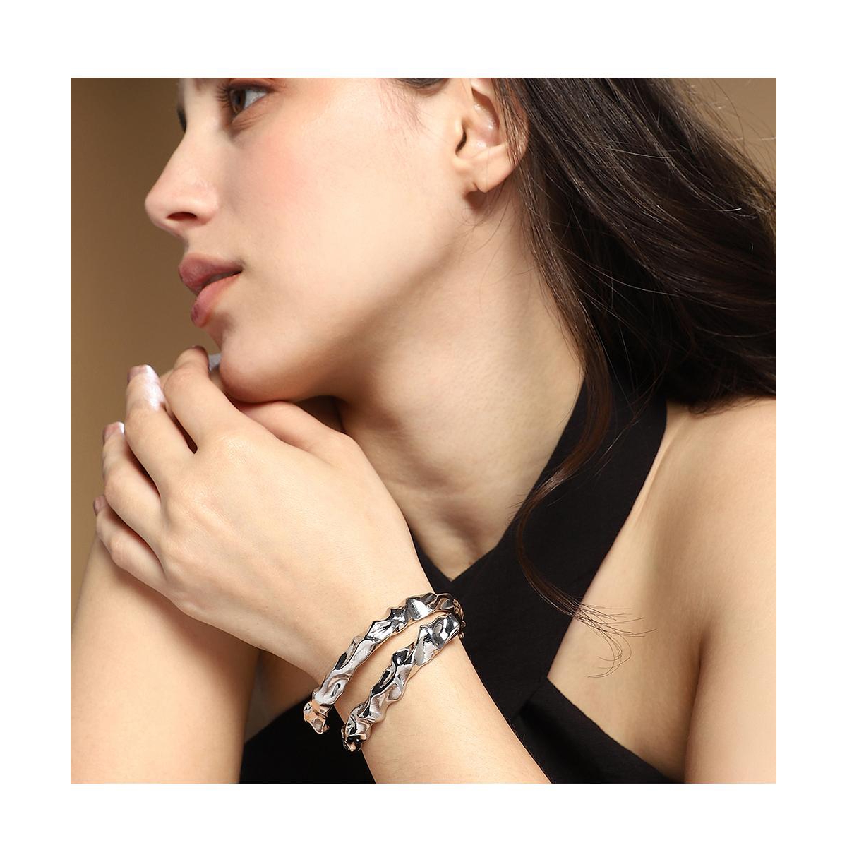 Women's The Crumple-Wrap Cuff Bracelet - Metallic Silver