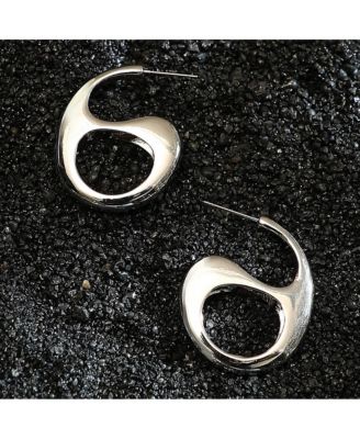 Women's The Mid-Gloss Bolt Hoop Earrings - Chrome Silver