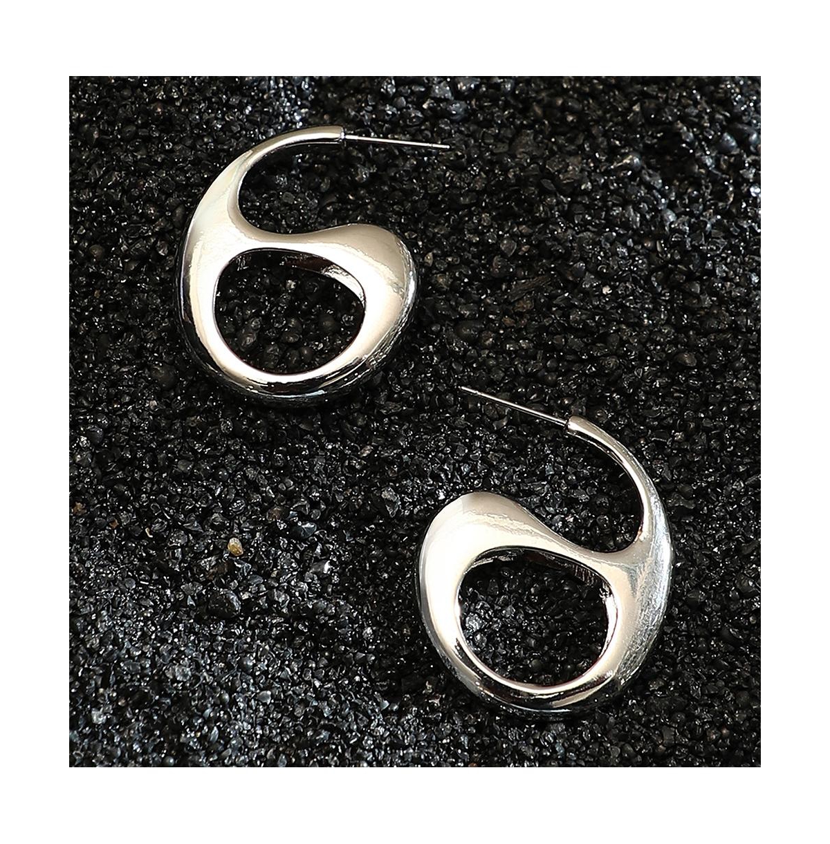 Women's The Mid-Gloss Bolt Hoop Earrings - Chrome Silver