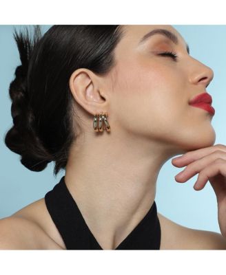 Women's The Triad-Line Hoop Earrings - California Gold