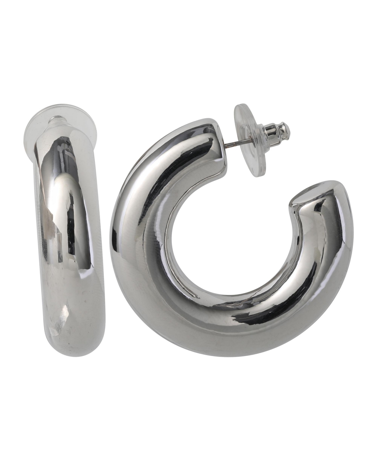 BCBGeneration Chunky Silver-Tone Hoop Earrings