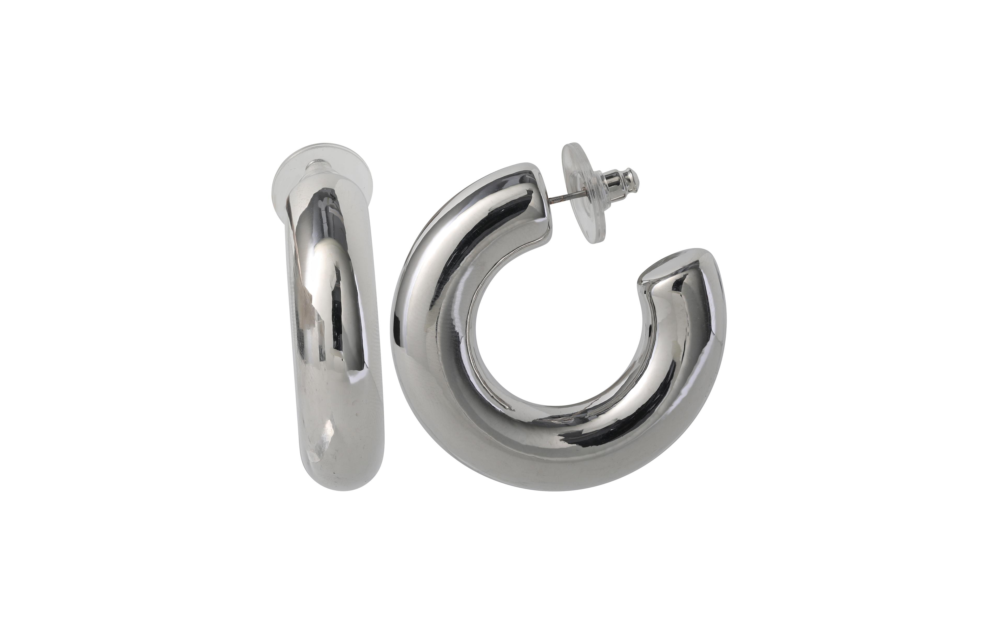 BCBGeneration Chunky Silver-Tone Hoop Earrings